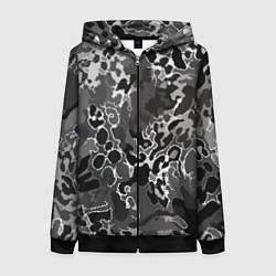 Женская толстовка на молнии Чёрно-серый абстракция