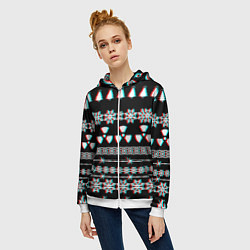 Толстовка на молнии женская Stalker glitch game, цвет: 3D-белый — фото 2