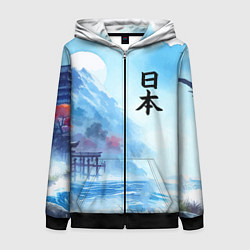 Женская толстовка на молнии Японский морской пейзаж - нейроарт