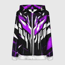 Толстовка на молнии женская Purple and white abstraction on a black background, цвет: 3D-белый