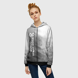 Толстовка на молнии женская Bungo Stray Dogs - grey gradient по-вертикали, цвет: 3D-черный — фото 2