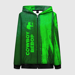 Толстовка на молнии женская Cowboy Bebop - green gradient по-вертикали, цвет: 3D-черный