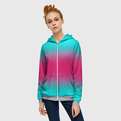 Толстовка на молнии женская Градиент текстура неон, цвет: 3D-меланж — фото 2