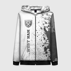 Толстовка на молнии женская West Ham - white gradient по-вертикали, цвет: 3D-черный