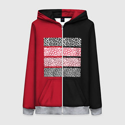 Женская толстовка на молнии Черно красная тигровая аппликация