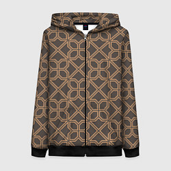 Женская толстовка на молнии Геометрический узор коричневый