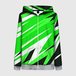 Женская толстовка на молнии Geometry stripes green