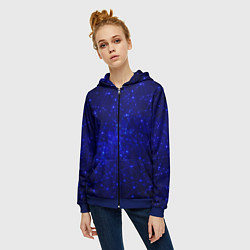 Толстовка на молнии женская Обширная вселенная - соединяющиеся линии нейронов, цвет: 3D-синий — фото 2