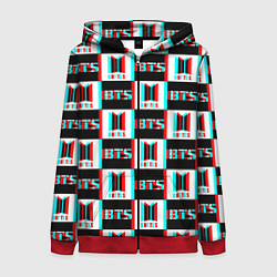 Толстовка на молнии женская BTS glitch pattern, цвет: 3D-красный