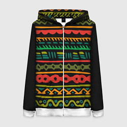 Женская толстовка на молнии Ethnic ornament on black