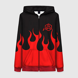 Толстовка на молнии женская Linkin park logo fire, цвет: 3D-красный