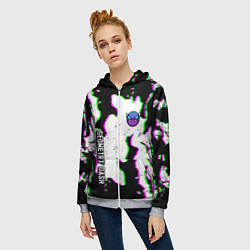 Толстовка на молнии женская Geometry dash glitch flame, цвет: 3D-меланж — фото 2