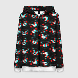 Толстовка на молнии женская Монокума глитч, цвет: 3D-белый