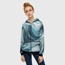 Толстовка на молнии женская Океан абстракция волны, цвет: 3D-черный — фото 2