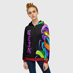 Толстовка на молнии женская Geon Enduro graffitti, цвет: 3D-красный — фото 2