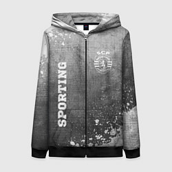 Толстовка на молнии женская Sporting - grey gradient вертикально, цвет: 3D-черный