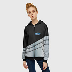 Толстовка на молнии женская FORD metal texture, цвет: 3D-черный — фото 2
