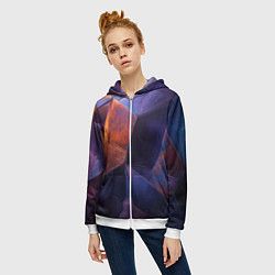 Толстовка на молнии женская Искаженная геометрия с эффектом потертостей, цвет: 3D-белый — фото 2
