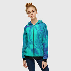 Толстовка на молнии женская Эффект размытых красок, цвет: 3D-черный — фото 2