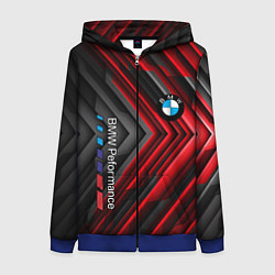 Толстовка на молнии женская BMW geometry stripes red, цвет: 3D-синий