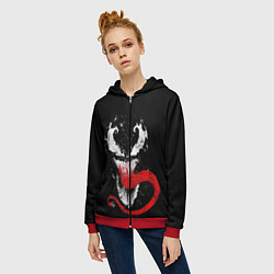 Толстовка на молнии женская Лицо Венома, цвет: 3D-красный — фото 2