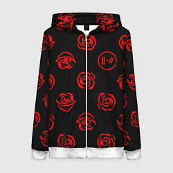 Толстовка на молнии женская Twenty one pilots rose pattern, цвет: 3D-белый