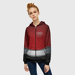 Толстовка на молнии женская Audi metal car steel, цвет: 3D-черный — фото 2
