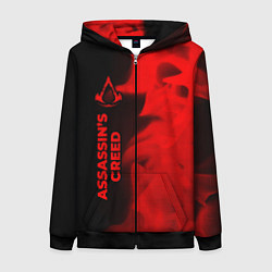 Женская толстовка на молнии Assassins Creed - red gradient по-вертикали