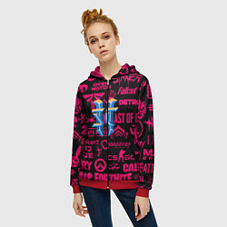 Толстовка на молнии женская Starcraft logo game, цвет: 3D-красный — фото 2