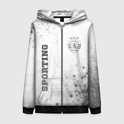 Толстовка на молнии женская Sporting - white gradient вертикально, цвет: 3D-черный