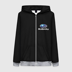 Толстовка на молнии женская Subaru logo auto, цвет: 3D-меланж