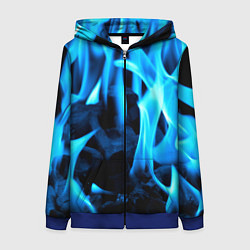 Женская толстовка на молнии Синий огонь текстура