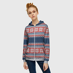 Толстовка на молнии женская Knitted Pattern, цвет: 3D-меланж — фото 2