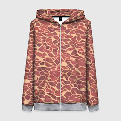 Женская толстовка на молнии Тёмно красные плитки на бежевом фоне