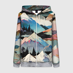 Толстовка на молнии женская Снежные горы, цвет: 3D-меланж