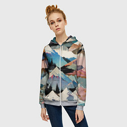 Толстовка на молнии женская Снежные горы, цвет: 3D-меланж — фото 2