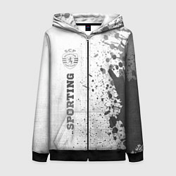 Женская толстовка на молнии Sporting - white gradient по-вертикали