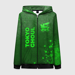 Толстовка на молнии женская Tokyo Ghoul - green gradient вертикально, цвет: 3D-черный