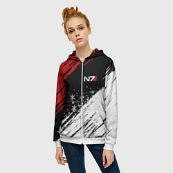 Толстовка на молнии женская Mass Effect - Merry Christmas, цвет: 3D-белый — фото 2