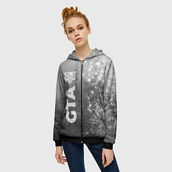Толстовка на молнии женская GTA - grey gradient по-вертикали, цвет: 3D-черный — фото 2