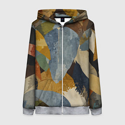 Женская толстовка на молнии Акварельные листья абстракция