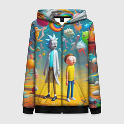 Толстовка на молнии женская Рик и Морти - сюрреалистическая фантазия, цвет: 3D-черный