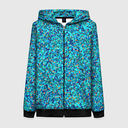 Толстовка на молнии женская Сине-голубой пуантилизм, цвет: 3D-черный