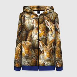 Толстовка на молнии женская Зайцы, цвет: 3D-синий