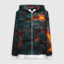 Толстовка на молнии женская Скала и лава, цвет: 3D-белый