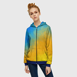 Толстовка на молнии женская Желто голубой градиент, цвет: 3D-синий — фото 2