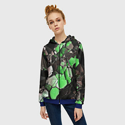 Толстовка на молнии женская Чёрно-зелёный камень, цвет: 3D-синий — фото 2