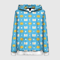 Толстовка на молнии женская Время приключений паттерн, цвет: 3D-белый