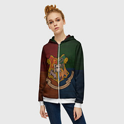 Толстовка на молнии женская Hogwarts emblem, цвет: 3D-белый — фото 2
