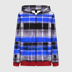 Женская толстовка на молнии Белые полосы на чёрно-синем фоне